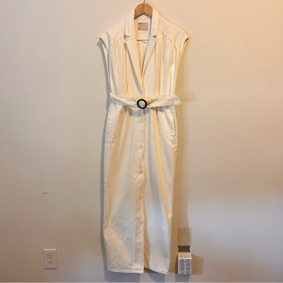 ASOS 8 Women’s Cream Button-Down Maxi Belted Dress - Picture 2 of 11
